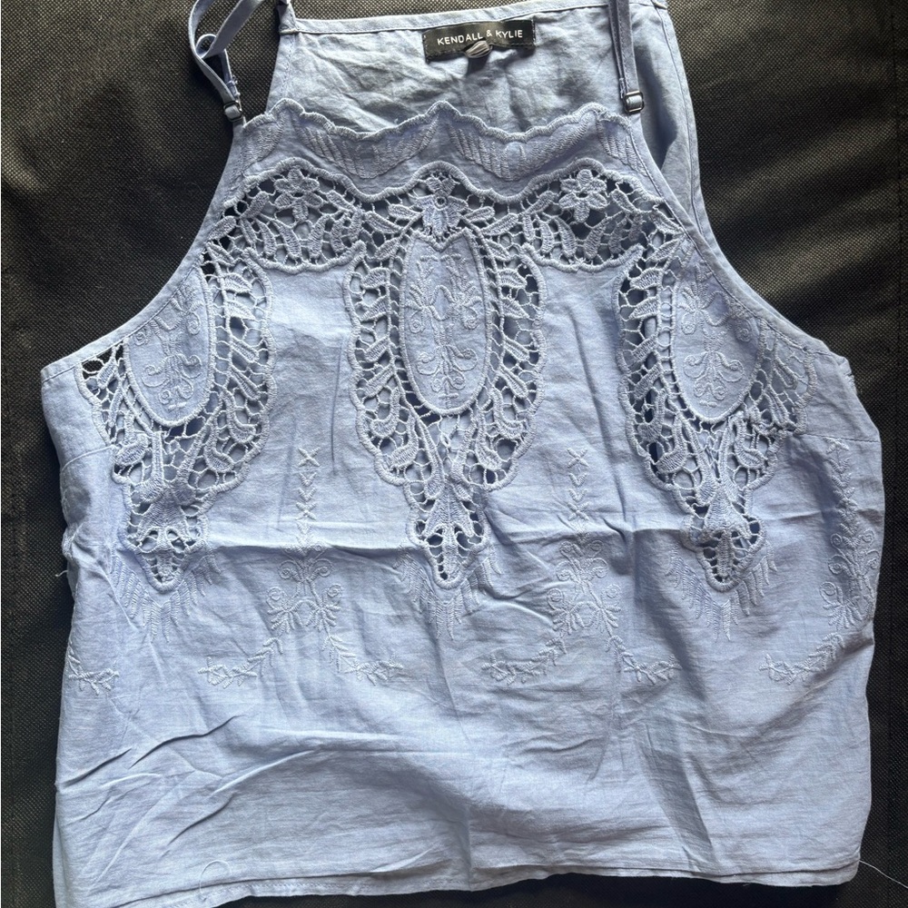 Kendall & Kylie Sky Blue Lace Women's Blouse